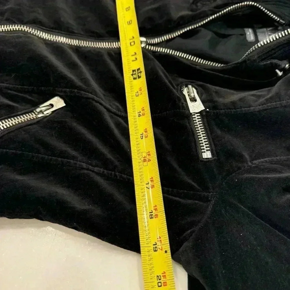 Armani Exchange velvet Black Moto zipped women's jacket pockets, size M - Picture 5 of 9